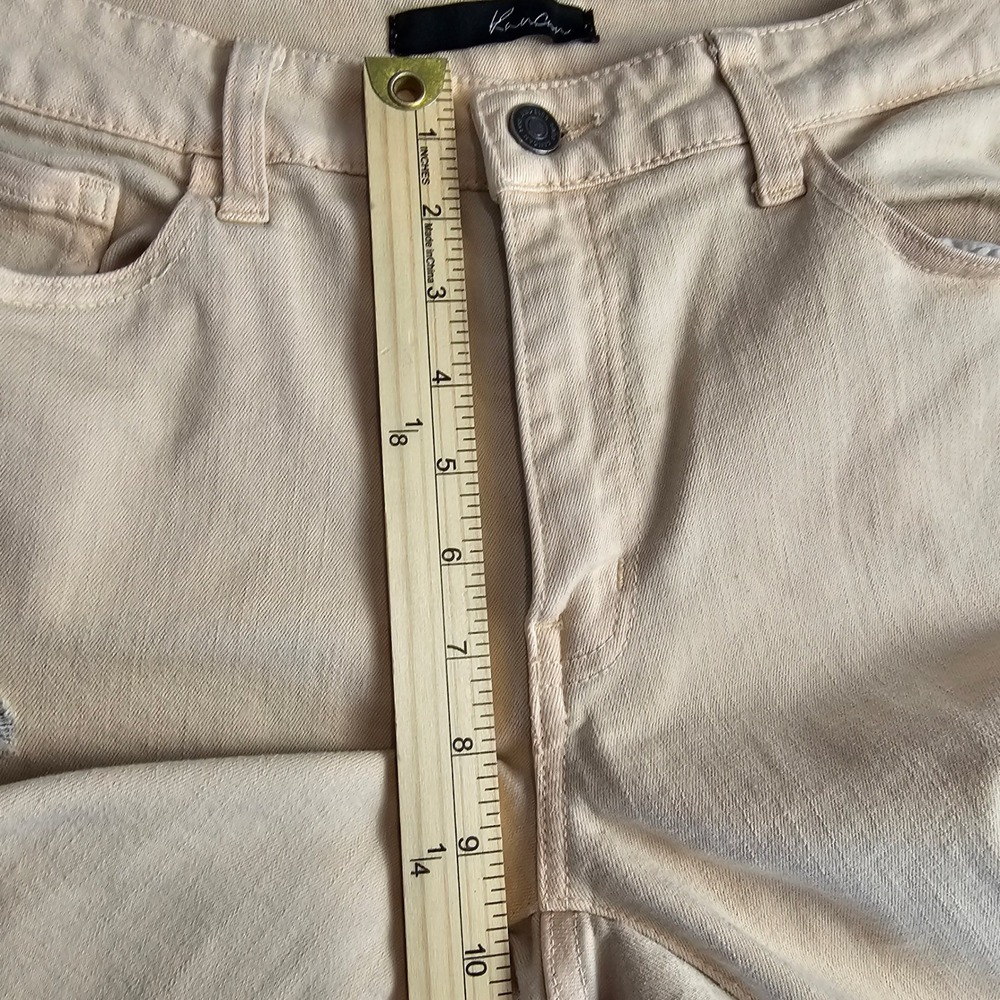 KanCan Womens Peach Distressed Skinny Jeans Raw Hem‎ Size 13 30 - Picture 8 of 9